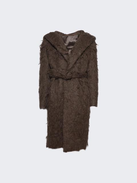 Rick Owens Slim Belted Hooded Coat Fawn
