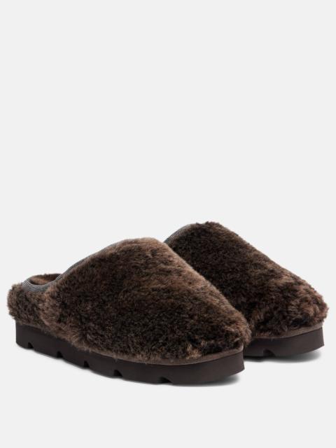 Brunello Cucinelli Monili shearling slip-on shoes