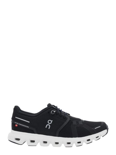 On Sneaker Cloud 6 Low Top With Mesh Inserts And Logo On The Side Black Tech Fabric For Women Polyester