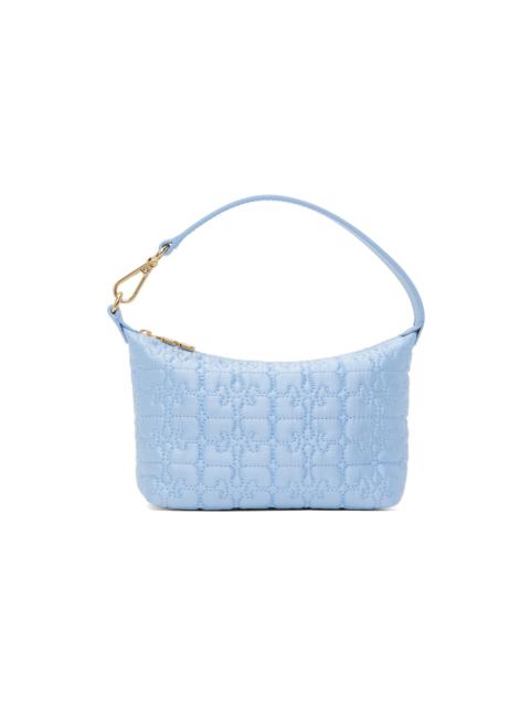 GANNI Blue Small Butterfly Pouch Satin Bag