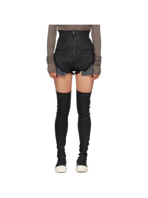Rick Owens DRKSHDW Black Tower Dirt Cutoff Denim Shorts