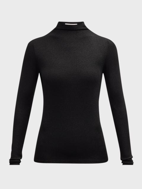 FRAME Sparkly Lurex Turtleneck Top