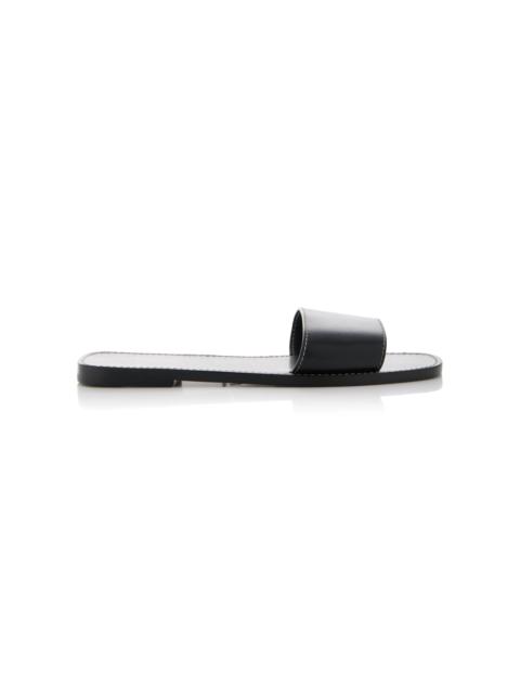 The Row Link Leather Slides black