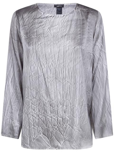 Avant Toi Crumpled Effect Stretch Silk Blouse