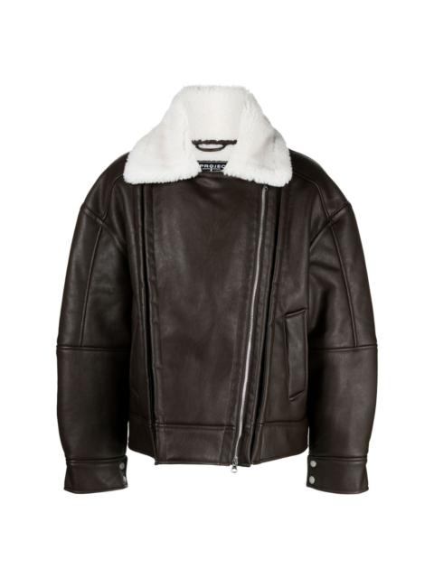 faux-shearling biker jacket