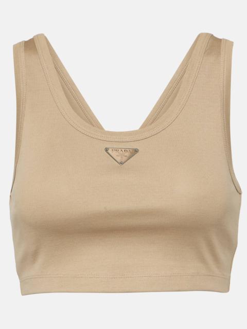 Prada Logo cotton jersey tank top