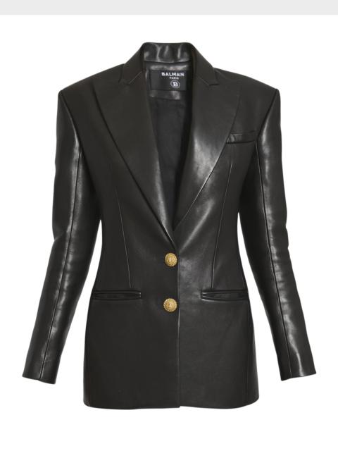 Tailored Leather Blazer Jacket