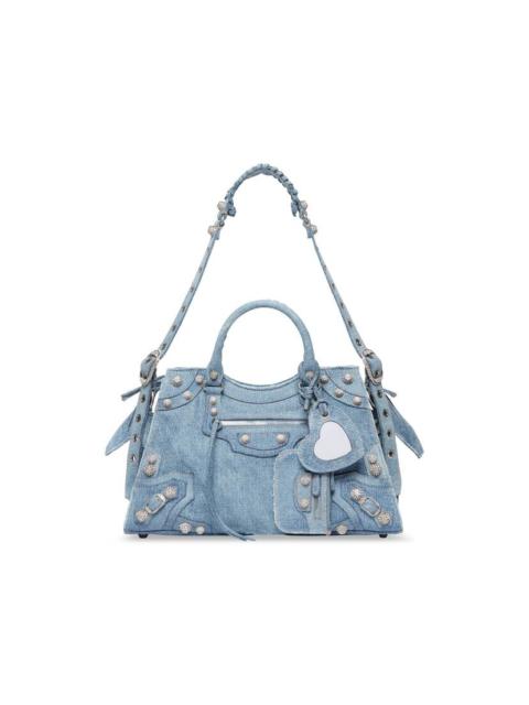 BALENCIAGA Women's Neo Cagole City Handbag In Denim  in Blue