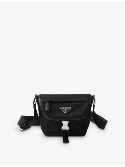Prada Re-Nylon brand-plaque leather and recycled-nylon shoulder bag