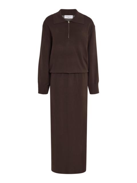 BRANDON MAXWELL The Sabine Polo Knit Maxi Dress brown