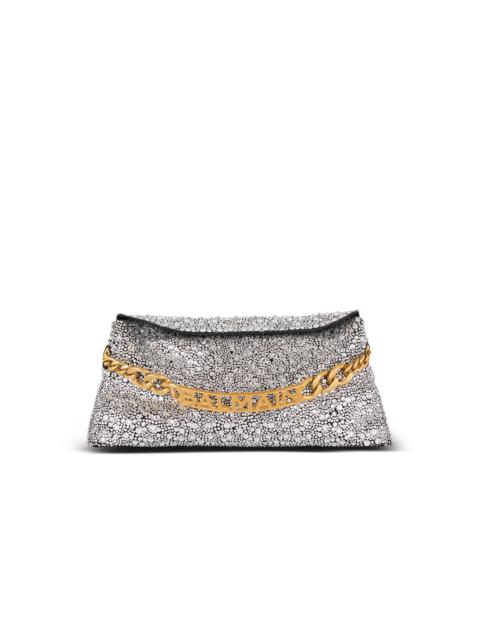 Balmain 1945 Soft suede and rhinestone clutch