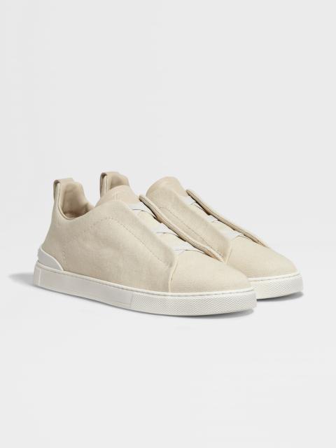 ZEGNA OFF WHITE CANVAS TRIPLE STITCH™ LOW TOP SNEAKERS