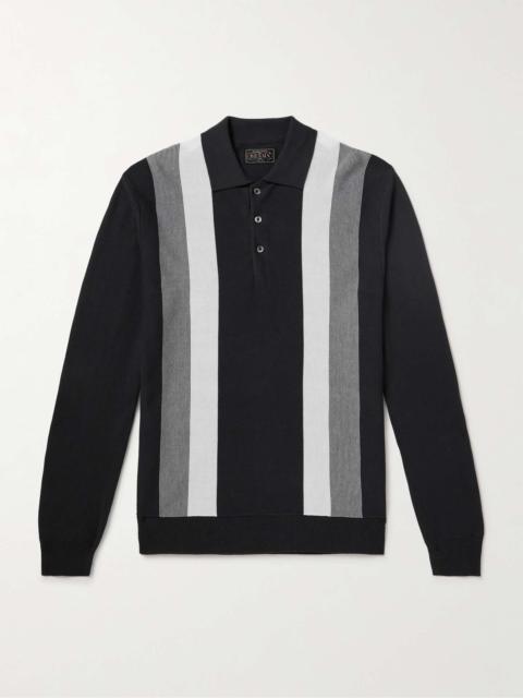 BEAMS PLUS Striped Knitted Polo Shirt