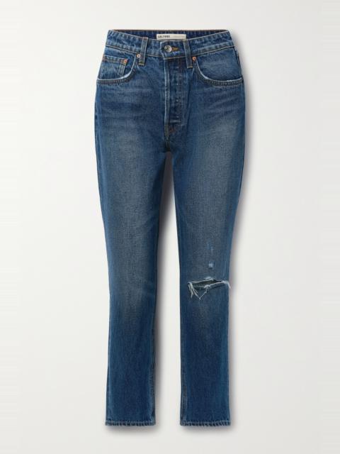 GRLFRND Karolina cropped distressed high-rise straight-leg jeans