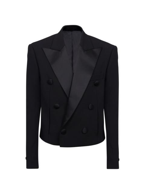 satin-lapel crepe blazer