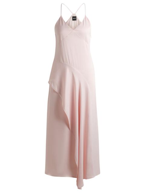 SATEEN DRESS WITH WATERFALL DETAIL