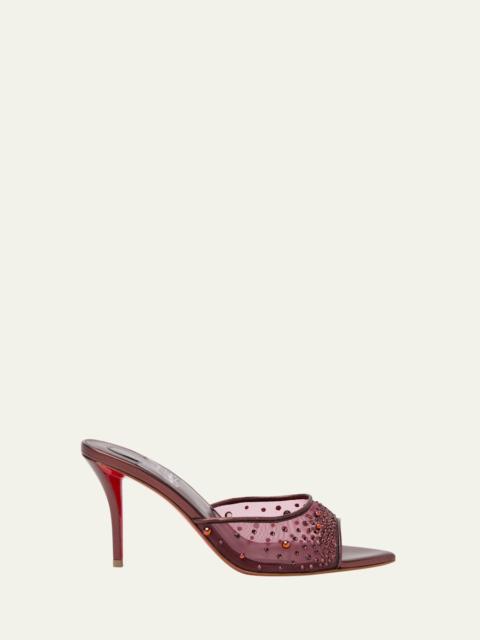 Christian Louboutin 80mm Miss Z Embellished Mesh and Metallic Leather Mule Pumps