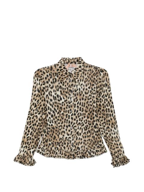 N°21 ruffled-trim leopard-print shirt
