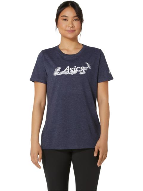 Asics WOMEN'S ASICS FLORAL SLOGAN SHORT SLEEVE TEE