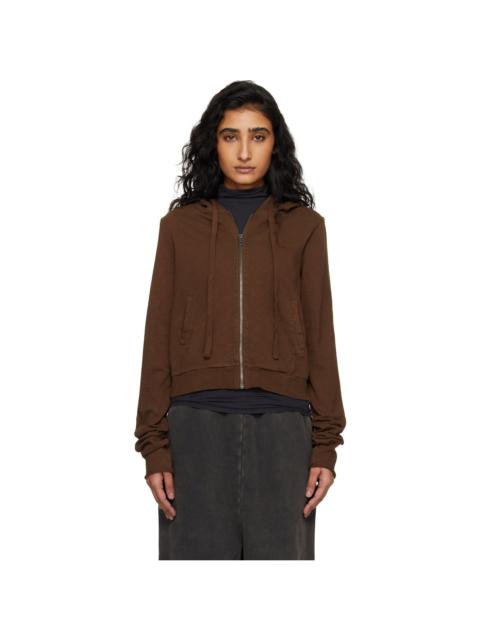 entire studios Brown Lightweight Cropped Zip Up Hoodie