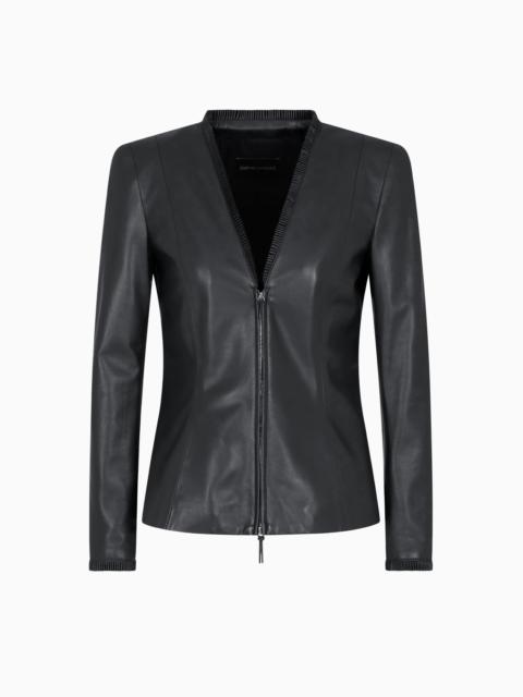 EMPORIO ARMANI GLOVE-QUALITY, LAMBSKIN NAPPA LEATHER SLIM-FIT JACKET