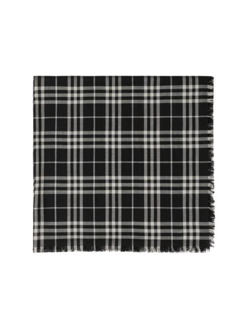 checkered cashmere-blend scarf