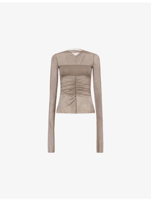 Rick Owens Bandeau-Insert Long-Sleeve Mesh Top