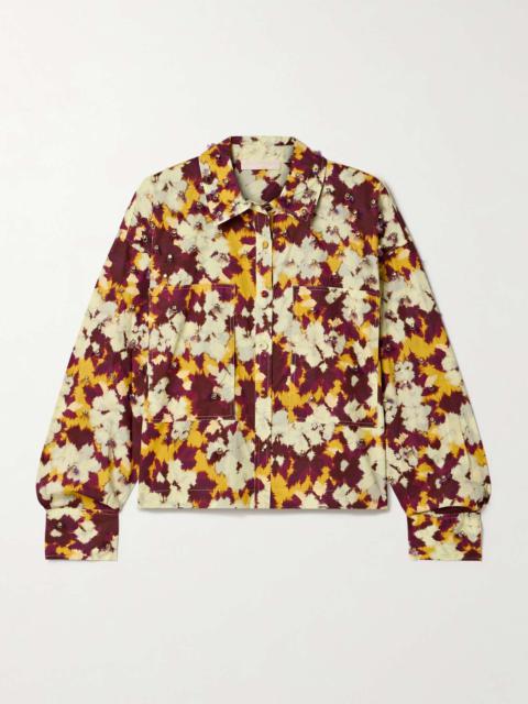 ULLA JOHNSON Aria embellished printed cotton-poplin shirt Yellow