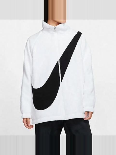 Nike (WMNS) Nike Big Swoosh Fleece Jacket 'White Black' CZ4064-100