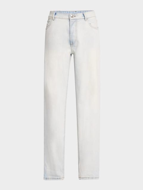 Brunello Cucinelli Men's Straight-Fit Light Wash Jeans