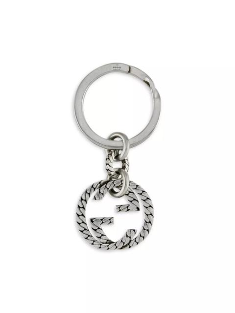 Sterling Silver Interlocked G Textured Key Ring
