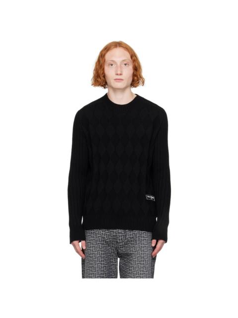 Balmain Black Chunky Diamond Jacquard Sweater