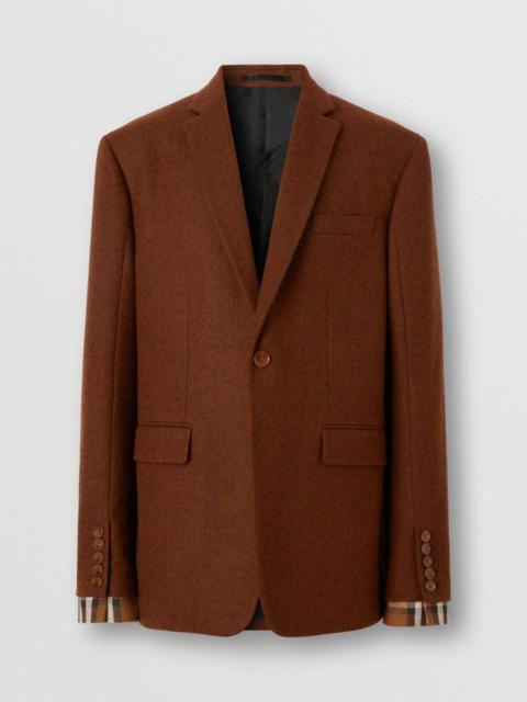 Burberry Check Detail Wool Tailored Jacket