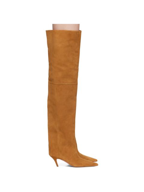 Amina Muaddi Tan Fiona Thigh High Boots