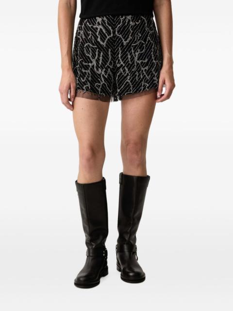 ALLSAINTS bead-embellished tulle-trim shorts