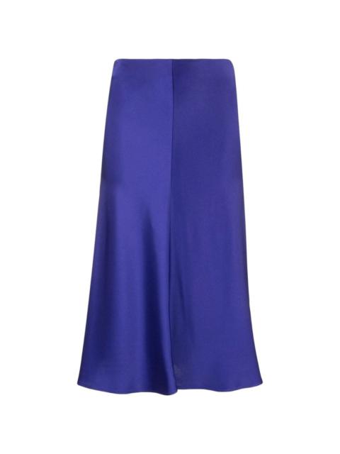 high-waisted satin-finish skirt