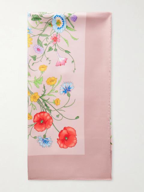 GUCCI Flora Floral-print Silk-twill Scarf
