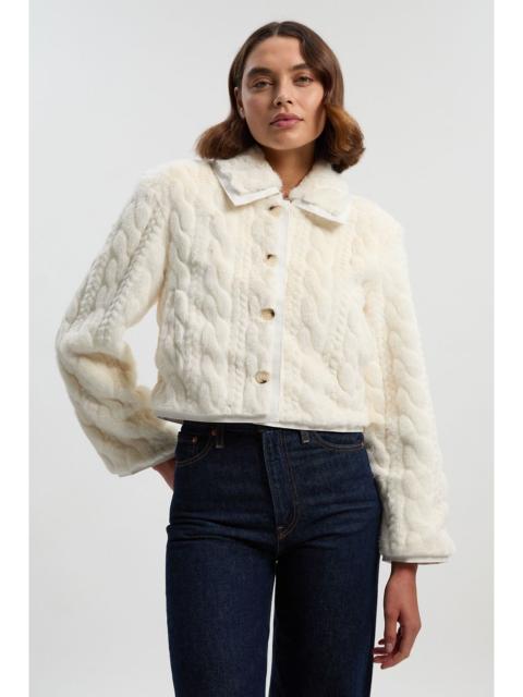 KAREN MILLEN Textured Faux Fur Tailored Coat
