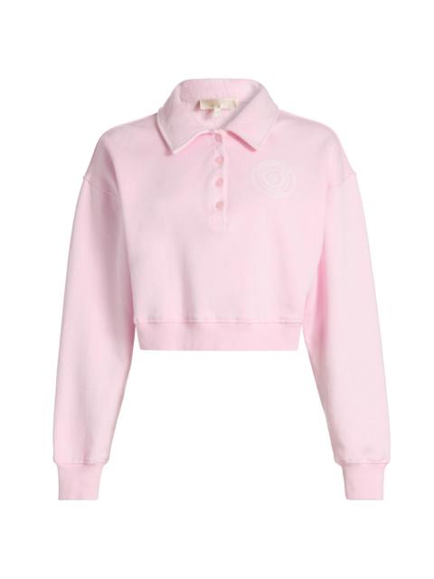 LoveShackFancy Women's Menzelle Fit Club Crop Polo Sweater - Peony Macaron
