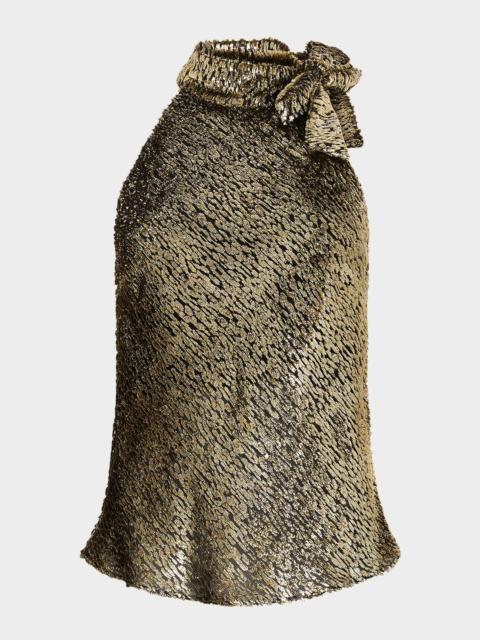 Roberto Cavalli Textured Metallic Jacquard Halter Top