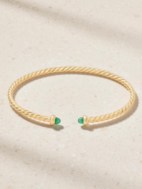 DAVID YURMAN Micro Cablespira Flex 18-karat Gold Emerald Bangle