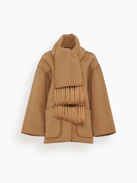 Embroidered Scarf Jacket in Camel