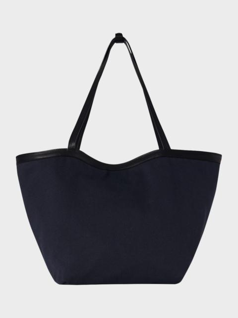The Row Park Leather-Trim Tote Bag in Cotton Twill
