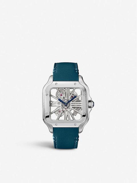 Cartier CRWHSA0009 Santos de Cartier Skeleton leather and stainless steel watch