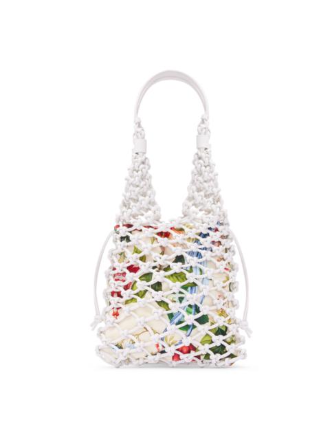 Small Knotted Leather Tote white