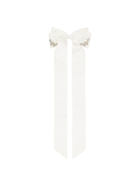 Off-White Long Embellished Bow Hair Clip