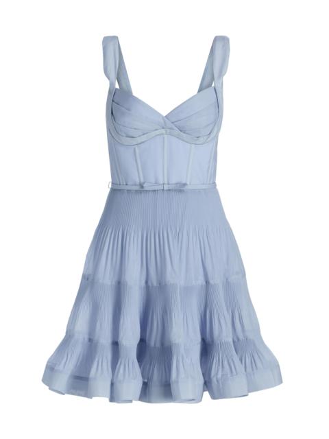 Zimmermann Women's Belted Tiered Sleeveless Fit & Flare Minidress - Steel Blue
