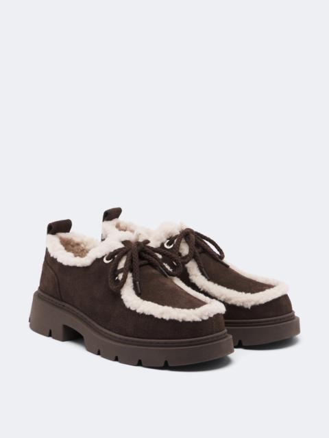 INUIKII Mocabee shearling-lined suede lace-up shoes