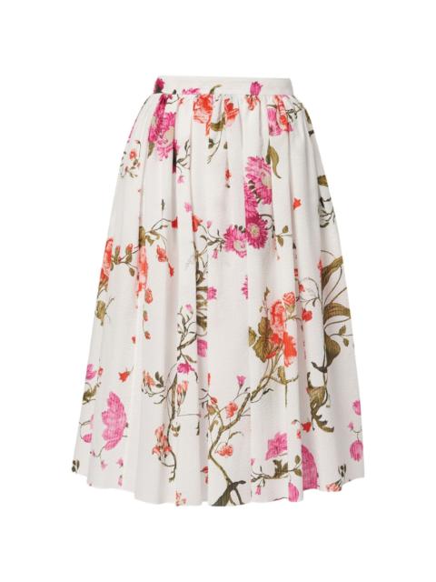 floral-print cotton seersucker skirt
