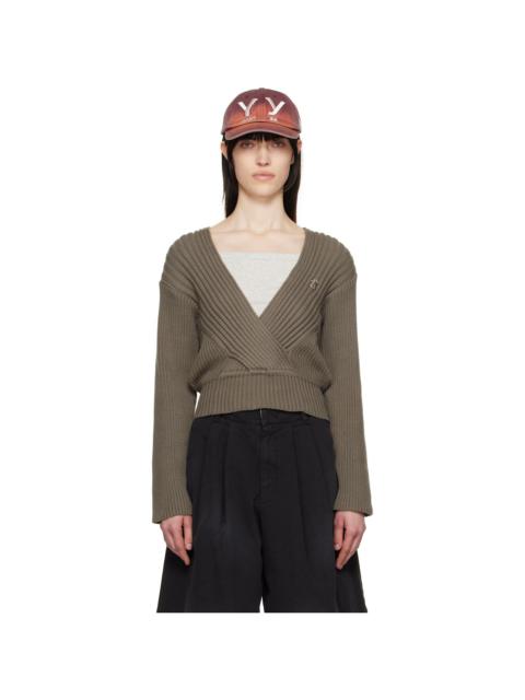 OPEN YY☆24FW PICOT TRIM FITTED TOP Beige Picot Trim Fitted Long Sleeve T-shirt by OPEN YY on Sale